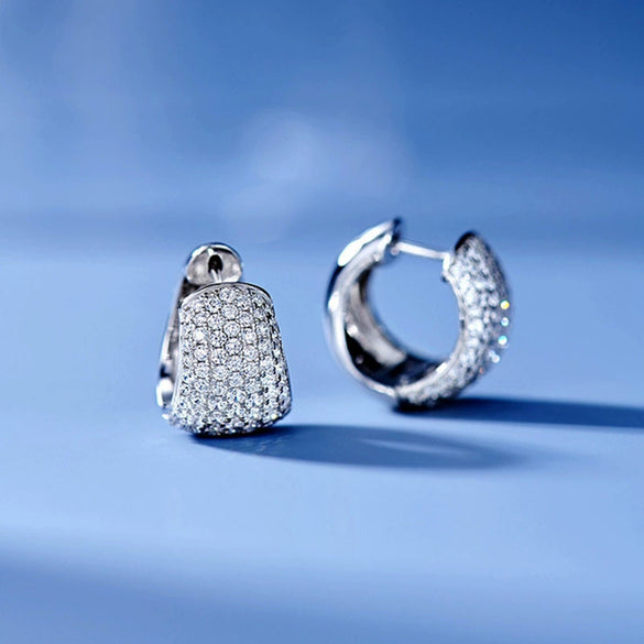 Wholesale Earrings Copper Light Luxury Geometric U Shaped Zircon Style