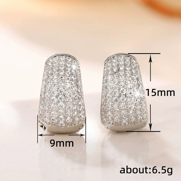 Wholesale Earrings Copper Light Luxury Geometric U Shaped Zircon Style