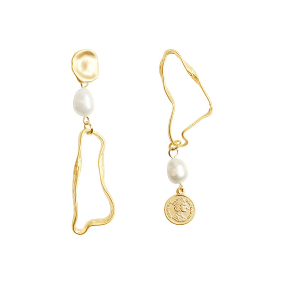 Wholesale Earrings Copper Material Geometric Style Real Gold Plated For Women