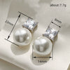 Wholesale Earrings Copper Minimalist Geometric Style Imitation Pearl Square Diamond For Women