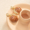 Wholesale Earrings Copper Natural Stone Gold Inlaid Zircon Geometric Fashion Design