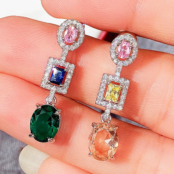 Wholesale Earrings Copper Oval Zircon Geometric Style For Women