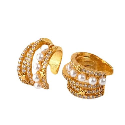 Wholesale Earrings Copper Pearl Geometric Sweet Nonpierced Ear Bone Clip For Women