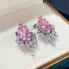 Wholesale Earrings Copper Pink Diamond Water Drops Pearshaped Ice Flower Zircon