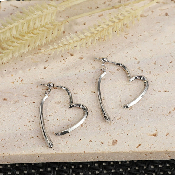 Wholesale Earrings Copper Plated 14K Gold Heart Shape Cross Style For Women