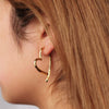 Wholesale Earrings Copper Plated 14K Gold Heart Shape Cross Style For Women