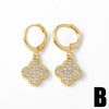Wholesale Earrings Copper Plated Real Gold Heart Shape Clover Love Pearl For Women
