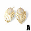 Wholesale Earrings Copper Plated Real Gold Stars Leaves Zircon Simple Style