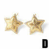 Wholesale Earrings Copper Plated Real Gold Stars Leaves Zircon Simple Style