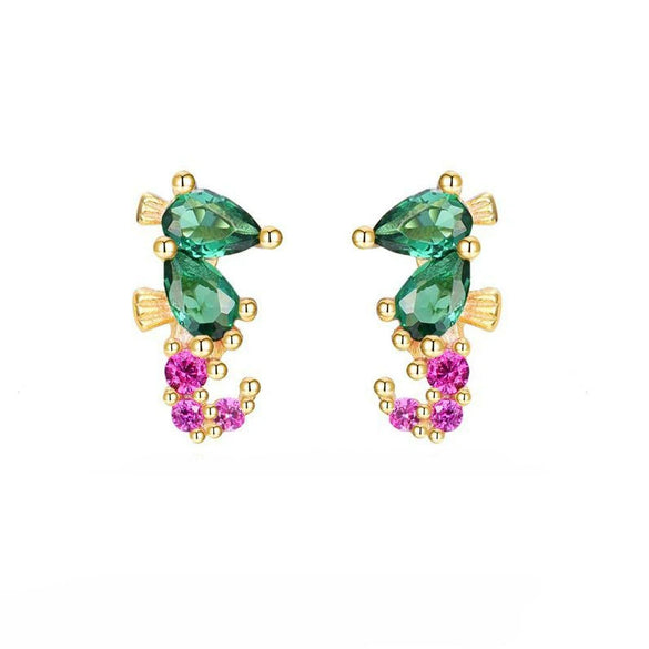 Wholesale Earrings Copper Plated Real Gold Zirconia Animal Zodiac Style