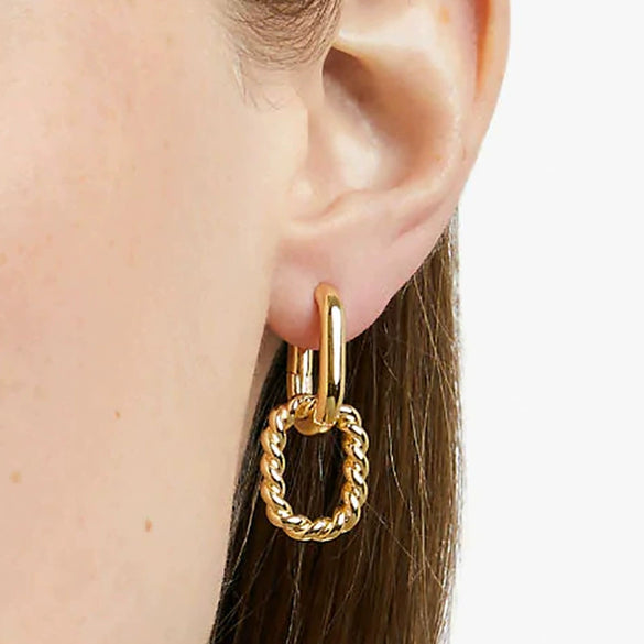 Wholesale Earrings Copper Plated With Real Gold Geometric Square Hoop Dangle Minimalist Style For Women