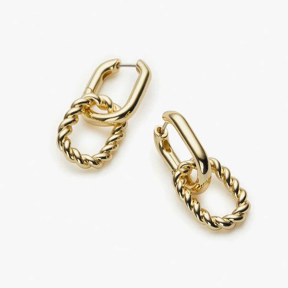Wholesale Earrings Copper Plated With Real Gold Geometric Square Hoop Dangle Minimalist Style For Women