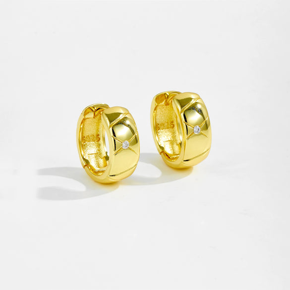 Wholesale Earrings Copper Platinum 18K Gold Electroplated Plaid Style