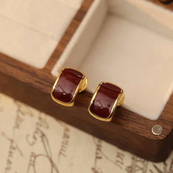 Wholesale Earrings Copper Purple Pearl Geometric Light Luxury Enamel Electroplating For Women