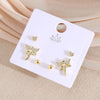 Wholesale Earrings Copper Real Gold Plated Leaves Crown Heart Shape Minimalist Style