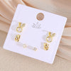 Wholesale Earrings Copper Real Gold Plated Leaves Crown Heart Shape Minimalist Style