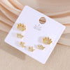 Wholesale Earrings Copper Real Gold Plated Leaves Crown Heart Shape Minimalist Style