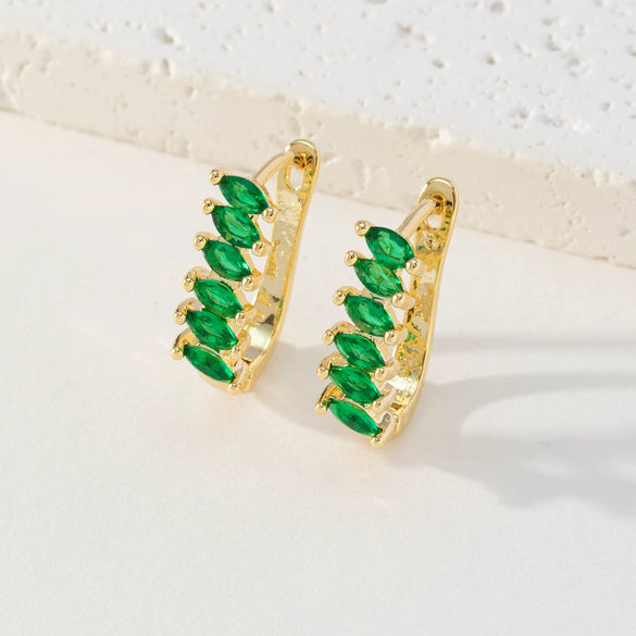 Wholesale Earrings Copper Retro Geometric Style Microinlaid Colorful Zircon 18K Goldplated For Women