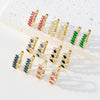 Wholesale Earrings Copper Retro Geometric Style Microinlaid Colorful Zircon 18K Goldplated For Women