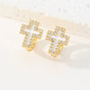 Wholesale Earrings Copper Retro Geometric Style Microinlaid Colorful Zircon 18K Goldplated For Women
