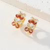 Wholesale Earrings Copper Retro Geometric Style Microinlaid Colorful Zircon 18K Goldplated For Women