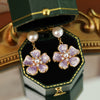 Wholesale Earrings Copper Retro Purple Enamel Drip Glaze Geometric Natural Freshwater Pearl Electroplating For Women