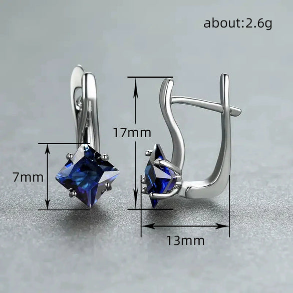 Wholesale Earrings Copper Rhombus Geometric Inlaid Zircon Design For Women