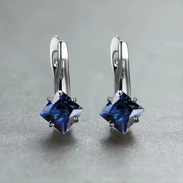 Wholesale Earrings Copper Rhombus Geometric Inlaid Zircon Design For Women