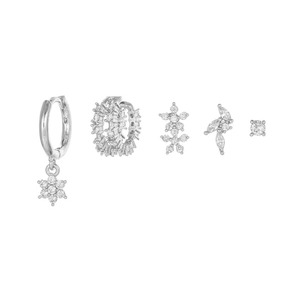 Wholesale Earrings Copper S925 Silver Inlaid Zircon Geometric Flower Style For Women