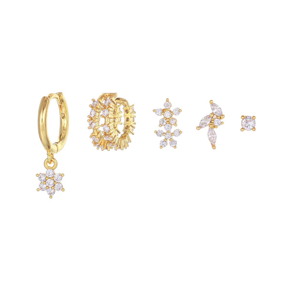 Wholesale Earrings Copper S925 Silver Inlaid Zircon Geometric Flower Style For Women