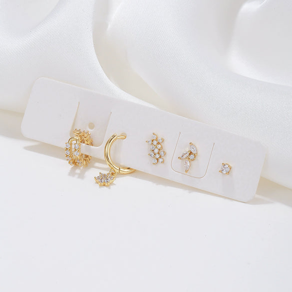 Wholesale Earrings Copper S925 Silver Inlaid Zircon Geometric Flower Style For Women