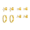 Wholesale Earrings Copper S925 Silver Needle Geometric Style Set With Zirconia For Women