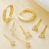 Wholesale Earrings Copper S925 Silver Needle Geometric Style Set With Zirconia For Women