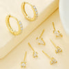 Wholesale Earrings Copper S925 Silver Needle Geometric Style Set With Zirconia For Women