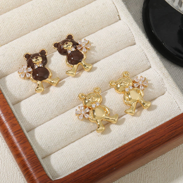 Wholesale Earrings Copper S925 Silver Needle Retro Enamel Animal Zodiac Style