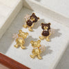 Wholesale Earrings Copper S925 Silver Needle Retro Enamel Animal Zodiac Style