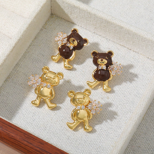 Wholesale Earrings Copper S925 Silver Needle Retro Enamel Animal Zodiac Style