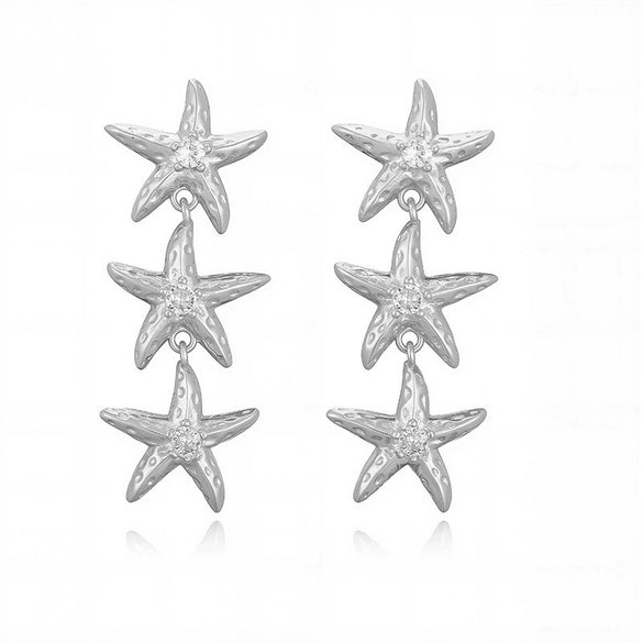 Wholesale Earrings Copper Starfish Shell Heart Bow Pearl Fashion Animal Zodiac Style