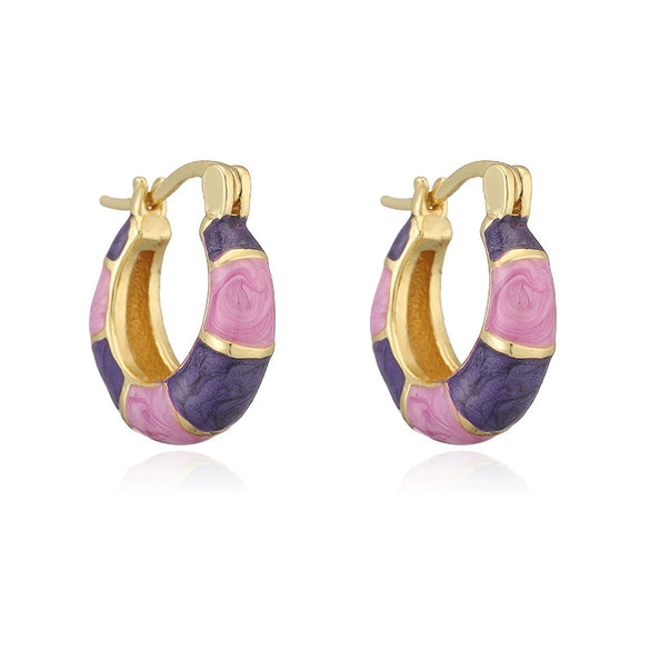 Wholesale Earrings Copper Sweet Geometric Ushaped Oil Dripping Design For Women