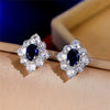 Wholesale Earrings Copper Vintage Royal Blue Zircon Flower Shape