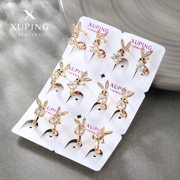Wholesale Earrings Copper Zinc Alloy Gold Plated Micro Inlaid Zircon Cute Rabbit Style