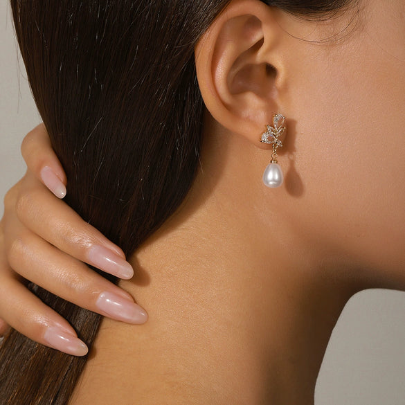 Wholesale Earrings Copper Zircon Geometric Electroplating Women's