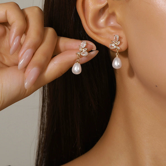 Wholesale Earrings Copper Zircon Geometric Electroplating Women's