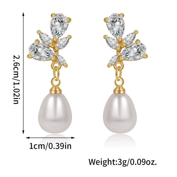 Wholesale Earrings Copper Zircon Geometric Electroplating Women's