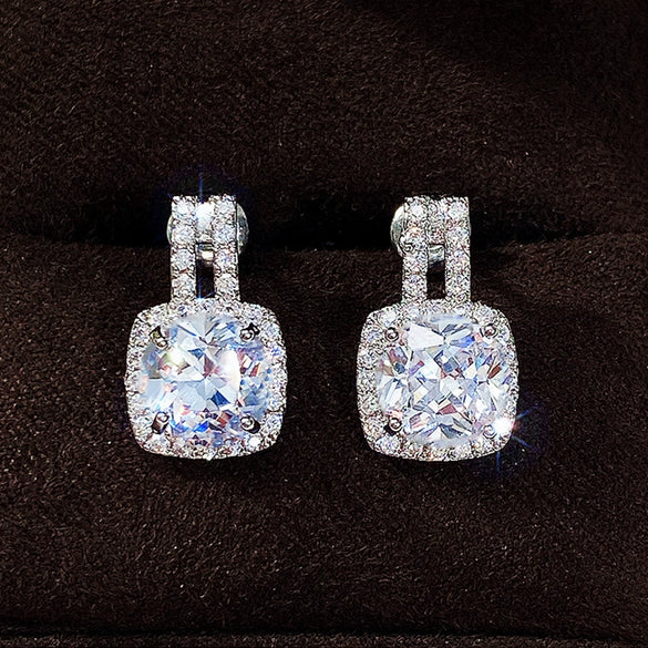 Wholesale Earrings Copper Zircon Simple Geometric Style For Women
