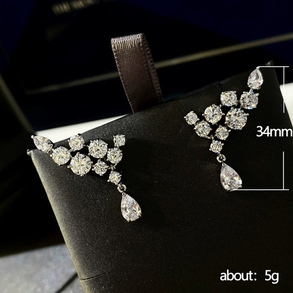 Wholesale Earrings Copper Zirconia Flower Wings Water Drop Design