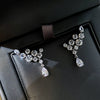 Wholesale Earrings Copper Zirconia Flower Wings Water Drop Design