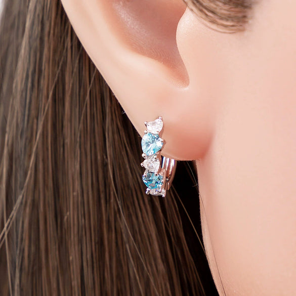 Wholesale Earrings Copper Zirconia Heart Shape Sweet Style