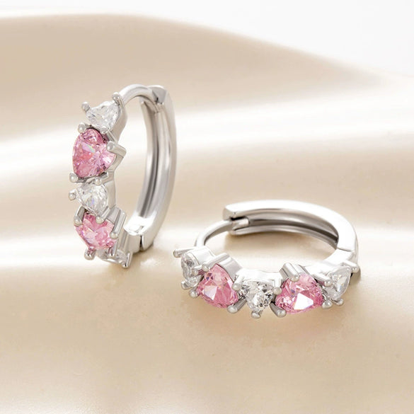 Wholesale Earrings Copper Zirconia Heart Shape Sweet Style