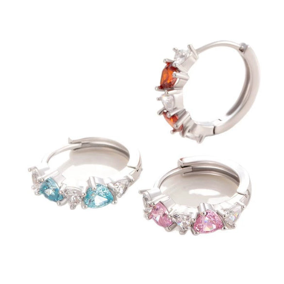 Wholesale Earrings Copper Zirconia Heart Shape Sweet Style